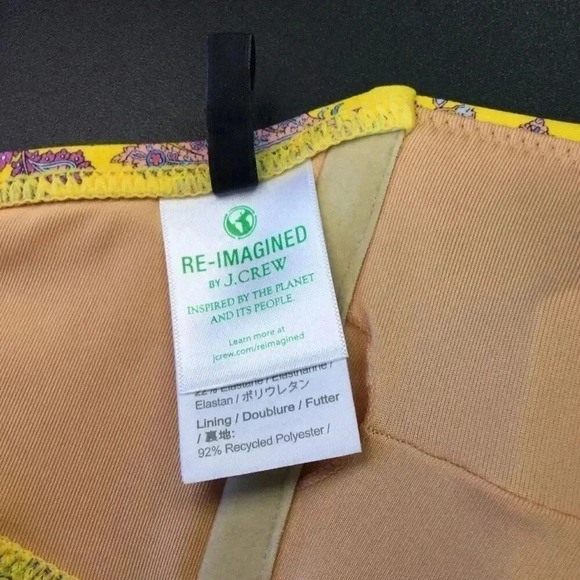 Reimagined by J Crew Womens Large Bikini Swin Top Gold Floral Print Extra Strap - Picture 4 of 11